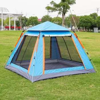 Уличная полностью водонепроницаемая виниловая простая в установке палатка для отдыха, кемпинга, 2 двери, 4 окна, автоматическая палатка с квадратным верхом 3-4 people