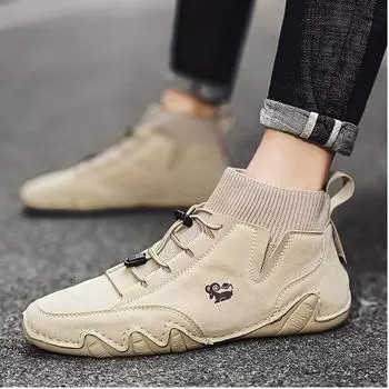 Уличная повседневная удобная хлопковая обувь с носками, большие мужские туфли, мужская повседневная обувь с высоким берцем, Martin 37 чёрный