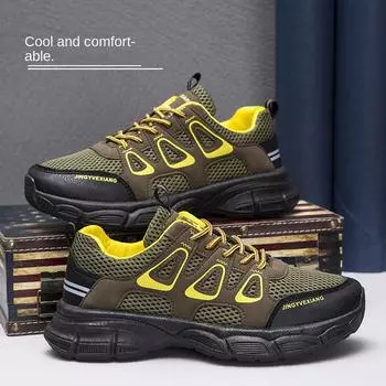 Уличная повседневная удобная походная обувь, модные дышащие кроссовки, легкая походная обувь на шнуровке для мужчин 39 зелёный