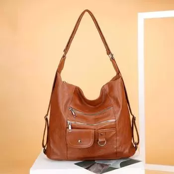 Уличная ретро-мода, женская сумка через плечо на молнии, большая вместимость, дорожный кошелек и сумка, повседневный рюкзак 35*15*30cm чёрный