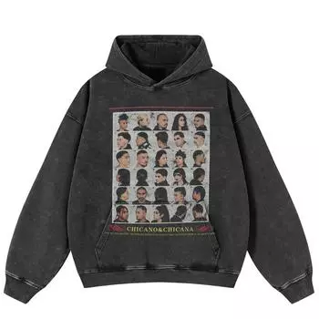 Уличная ретро-стирка черная свободная унисекс толстовка Y2K S чёрный