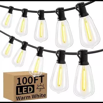 Уличная садовая гирлянда ST38 Рождественская высоковольтная гирлянда 120 В ПЭТ высокочеткая световая гирлянда 18FT 12T