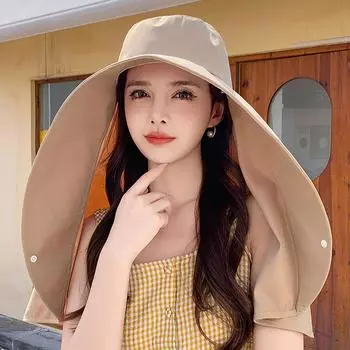 Уличная шапка с хвостиком и защитой от солнца для взрослых, быстросохнущая шапка для жаркой погоды, езды на велосипеде, пешего туризма бежевый