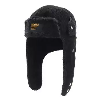 Уличная шапка-ушанка из норкового флиса, мех боа, вельвет, черная, L, OD TRAP CORDUROY MINK FLEECE BLK [New Era]