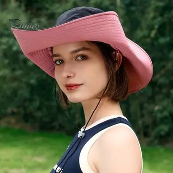 Уличная шляпа от солнца, устойчивая к ультрафиолетовому излучению, дышащая, с широкими полями, складная водонепроницаемая летняя шляпа с защитой от ультрафиолета, кепка с козырьком от солнца чёрный