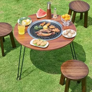 Уличная складная стойка для барбекю, домашний стол для барбекю, портативный чайный столик, складная походная печь для барбекю