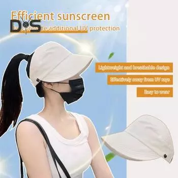 Уличная солнцезащитная шляпа с крючком, защита от УФ-лучей, солнцезащитный крем с широкими полями, сплошная цветная сетка, полый верх, регулируемая складная легкая солнцезащитная шляпа для садоводства и путешествий чёрный