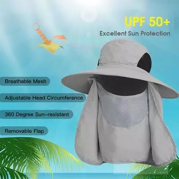 Уличная солнцезащитная шляпа с защитой от ультрафиолета, рыбацкая шляпа с лицевой крышкой и шейным клапаном для мужчин и женщин, походов армия зеленый