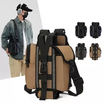 Уличная сумка через плечо, мужская однотонная сумка через плечо, деловой рюкзак темно-синий