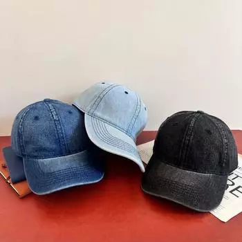 Уличная световая панель, помытая старая ковбойская бейсбольная кепка для мужчин и женщин, повседневная универсальная кепка для лица M56-58cm чёрный