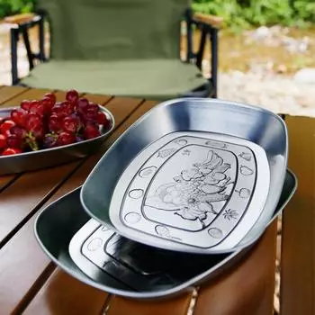 Уличная тарелка с фруктами для кемпинга, европейская винтажная жесть, посуда для кемпинга, самостоятельная портативная тарелка для кемпинга, барбекю