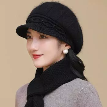 Уличная теплая шапка осень-зима с толстым пушистым утиным язычком, вязаная шапка для мам, пожилых людей среднего возраста, шерстяная шапка для женщин