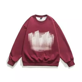 Уличная теплая толстовка с круглым вырезом и принтом L