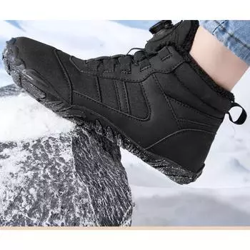 Уличная термоизоляционная теплая обувь осенне-зимняя детская теплая хлопковая обувь для мужчин и женщин свободная удобная дышащая обувь 27 чёрный