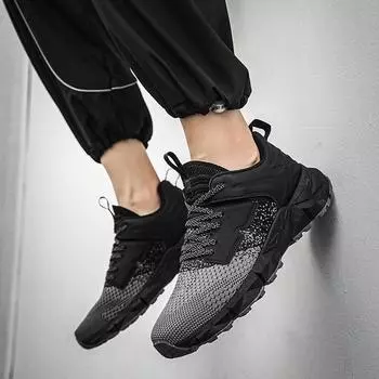 Уличная толстая подошва дышащая модная мужская беговая спортивная повседневная обувь Flyknit Shoes 39 серый