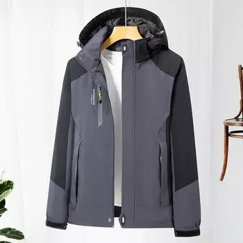 Уличная толстовка с капюшоном для мужчин, весна и осень, тонкое женское однослойное пальто, водонепроницаемое, дышащее, модная одежда для пар, альпинизм L чёрный