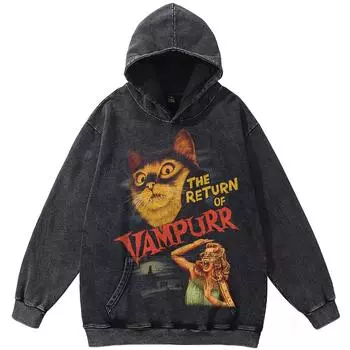 Уличная одежда: Возвращение вампира, черная толстовка с капюшоном оверсайз, унисекс, с длинными рукавами M чёрный