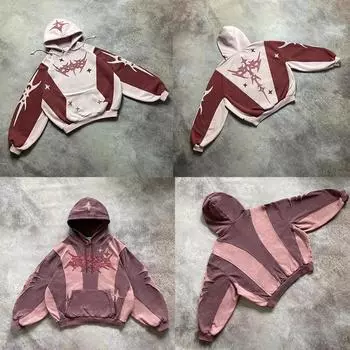 Уличная толстовка с капюшоном в стиле хип-хоп Y2K Retro Hoodie Sweatshirt Mens Womens New Harajuku Gothic Pullover Hoodie Clothes S