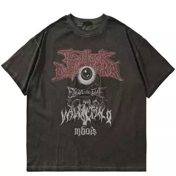 Уличная уличная футболка в стиле хип-хоп в темном стиле сглаза M серый