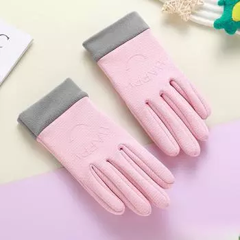 Уличная велопрогулка осенью и зимой плюс бархатные ветрозащитные и холодозащитные перчатки для мальчиков и девочек на все пальцы, милые теплые велоперчатки .