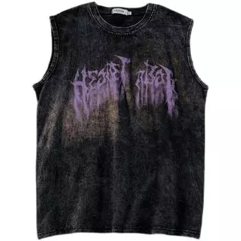 Уличная велосипедная жилетка, выстиранная старая футболка без рукавов, мужская летняя свободная спортивная жилетка, модный хулиганский красивый жилет-топ S