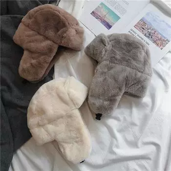 Уличная ветрозащитная шапка из бархата, модная, большая, с защитой от ветра, хлопковая шапка, зимняя, новая, термошапка, мужские и женские шапки, шапка Lei Feng M56-58cm чёрный