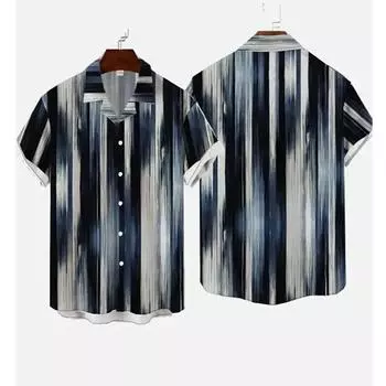 Уличная винтажная Гавайская рубашка с 3D-принтом Харадзюку Повседневная рубашка с лацканами и коротким рукавом Топы в стиле Y2k Одежда большого размера на пуговицах Блузка S