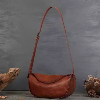 Уличная винтажная сумка-пельмень из натуральной кожи, ручная работа, однотонная одноплечевая сумка из коровьей кожи, большая вместимость, сумка через плечо для женщин кофейный