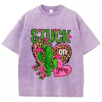 Уличная женская футболка с принтом леопардового сердца, прилипающая к тебе, с коротким рукавом, с круглым вырезом, хлопковая, оверсайз, женская одежда S