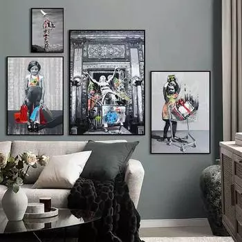 Уличное граффити, художественный постер, забавная абстрактная фигура, холст, картина, современная домашняя настенная картина для украшения гостиной, эстетическая 21cm30cm NoFrame