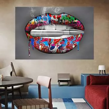 Уличное граффити-искусство, сексуальные постеры с губами, холст, живопись, настенное искусство для гостиной, домашний декор 20x30cm