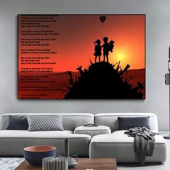 Уличное искусство Бэнкси «Мальчик и девочка о любви в военных могилах», холст, живопись, художественные картины против войны, плакаты, скандинавские принты для гостиной 21x30cm No Frame белый