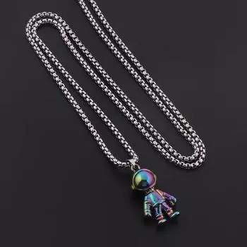 Уличное красочное ожерелье с изображением астронавта для мужчин и женщин, персонализированное хип-хоп-трендовое украшение на холодный ветер, длинная цепочка для свитера, аксессуары
