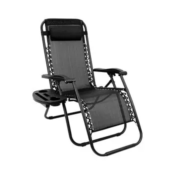 Уличное кресло CampWild, складное, с пуфиком, бесступенчатая регулировка угла наклона, легкое, грузоподъемность 122 кг, сборка не требуется.