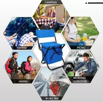 Уличное кресло для кемпинга, пляжное кресло для рыбалки с сумкой-холодильником, съемное портативное складное кресло Moon Chair, сверхлегкое уличное сиденье, инструменты синий