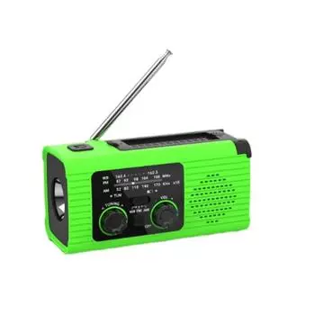 Уличное радио на солнечных батареях, радио с заводной ручкой, наружное радио с аккумулятором 1200 мАч, с AM/FM-радиоприемником, со светодиодным фонариком/сигналом SOS One Size зелёный