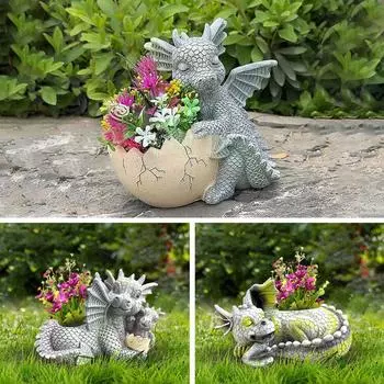 Уличное украшение Украшение из смолы Резьба Домашнее садоводство Ремесла Цветочный горшок One Size