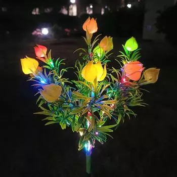 Уличные 42 светодиодных солнечных садовых светильника, атмосферное освещение, лампа для газона на заднем дворе, новые солнечные цветочные светильники yellow-Colored Light