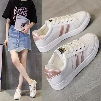 Уличные белые туфли Кожаные женские туфли Повседневные туфли на мягкой подошве со шнуровкой на плоской подошве Женские кроссовки Кроссовки для ходьбы D334 35