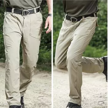 Уличные быстросохнущие брюки, мужские легкие и тонкие брюки с разбрызгивателем, водонепроницаемые дышащие эластичные солнцезащитные быстросохнущие брюки, брюки для альпинизма L хаки