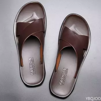 Уличные дизайнерские мужские шлепанцы кожаные модные крутые швабры Летние нескользящие пляжные туфли Мужские шлепанцы с перекрещенными ремешками Homme Zapatillas 40