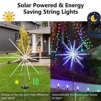 Уличные фейерверки на солнечных батареях Водонепроницаемые украшения Метеорная лошадь 8 режимов Гирлянда для рождественского декора Садовый газон