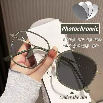 Уличные фотохромные солнцезащитные очки с защитой от ультрафиолета, модные модные очки без прицела, женские близорукие очки, диоптрии-4,0 0