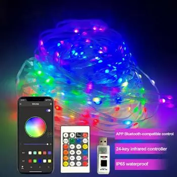 Уличные гирлянды Водонепроницаемые Простая установка Совместимость с Bluetooth Функциональность RGB Радужные гирлянды