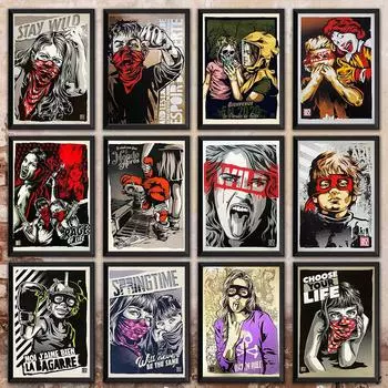 Уличные граффити Постеры и принты Известные художники Работы RNST Картина на холсте Маскированная крутая девушка и мальчик Настенная картина Комната Домашний декор 21x30cm No Framed