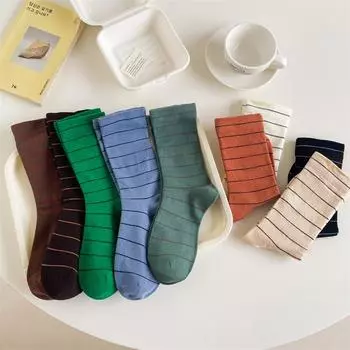 Уличные хлопковые женские носки в стиле колледжа, полосатые носки для девочек, милые носки для женщин, повседневная мода, длинные носки в стиле Харадзюку, корейские стили