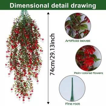 Уличные искусственные лианы, лианы эвкалипта и камелии, домашнее свадебное украшение, искусственные цветы, цыганский красный