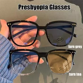 Уличные изменяющие цвет очки для пресбиопии для женщин и мужчин, ретро, анти-синий свет, очки для дальнего видения, готовые фотохромные солнцезащитные очки 0