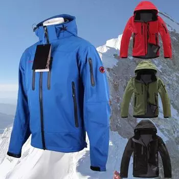 Уличные куртки из мягкой оболочки для мужчин, флисовая водонепроницаемая дышащая ветровка для альпинизма, пальто M чёрный