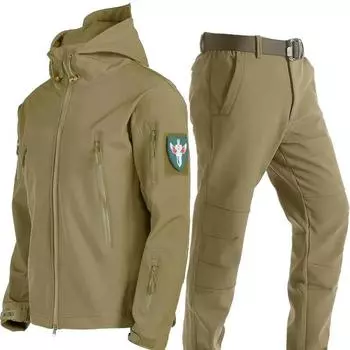 Уличные куртки, костюмы, мужские тонкие флисовые пальто и брюки из мягкой кожи акулы, альпинистская одежда, военный ветрозащитный костюм L армия зеленый
